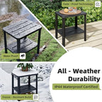 Adirondack Square Outdoor Side Table, 2-Tier Storage Weather Resistant HDPE - Image 5