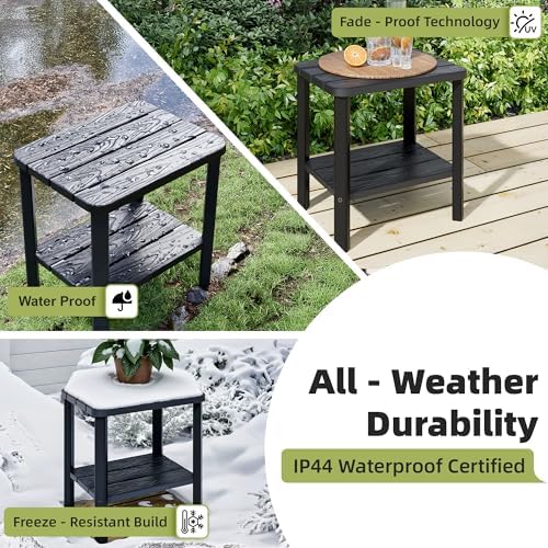 Adirondack Square Outdoor Side Table, 2-Tier Storage Weather Resistant HDPE - Image 5