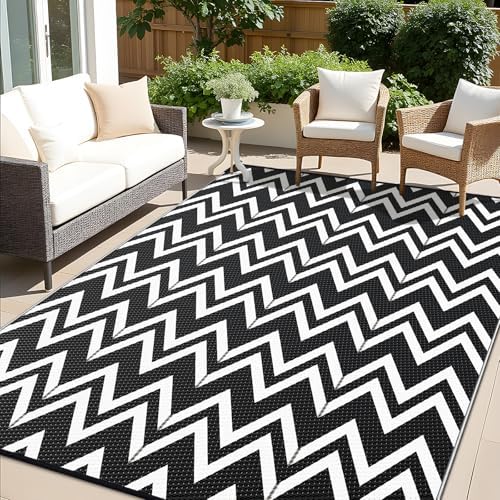 OLANLY Outdoor Rug 8x10 ft Waterproof Reversible Chevron Mat by OLANLY