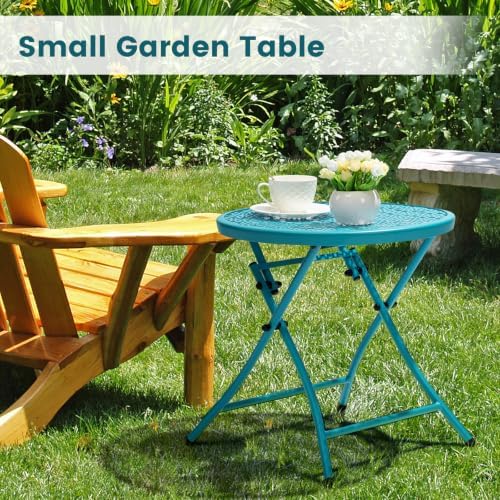 TeoKJ Folding Outdoor Side Table, No Assembly Patio Table - Image 5