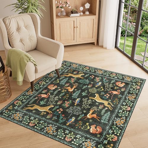 DUKINO 4x4 Square Area Rug, Washable Animal Rug - Image 2