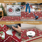 3-Piece Plaid Christmas Decorations Kitchen Rugs Set: Washable Non-Slip Kitchen - Image 4