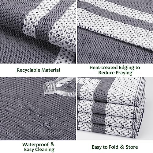 HappyTrends Outdoor Rug Portable Plastic Straw Camping Rugs - Image 4