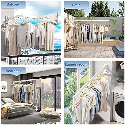 LIENAHU Drying Rack, Wall Mounted Clothes Rack, 220lbs Capacity - Image 6