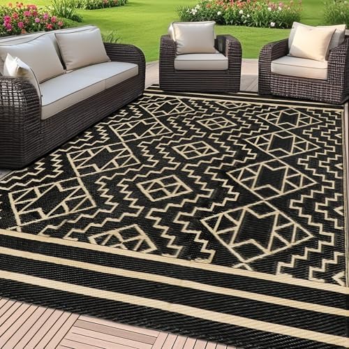 SAND MINE Reversible Mats, Plastic Straw Rug, Modern Area Rug, Large Floor Mat by SANDMIND