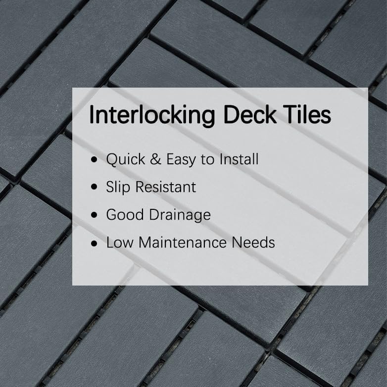 Plastic Interlocking Deck Tiles, 12x12 Inches Waterproof Outdoor Patio Flooring - Image 7