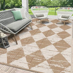HEBE Outdoor Rug Waterproof 6'x9', Checkered Reversible Plastic Patio Rug by HEBE