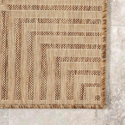 nuLOOM Asha Light Brown Bordered Indoor/Outdoor Area Rug - Image 5