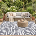 Smiry Outdoor Rug 9x12 ft Waterproof Reversible Leaf Mat - Image 5