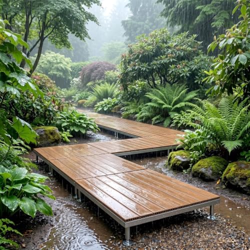 Modular Raised Deck Platform Floating Deck Kit Adjustable Feet All-Weather - Image 7