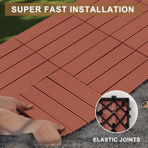 Composite Interlocking Deck Tiles Outdoor, 9 Pack - Image 2