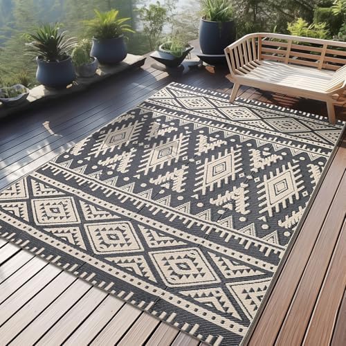 OLANLY Outdoor Rug 4x6 ft Waterproof Reversible Boho Mat by OLANLY