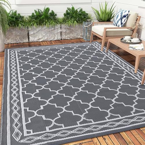 GlowSol Reversible Outdoor Rug 9x12 ft Clearance, Waterproof Outdoor Plastic by GLOWSOL