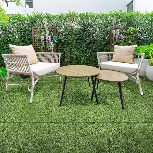 VXHCS Artificial Grass Tiles Outdoor Interlocking Turf Grass 8 Pack Balcony - Image 7