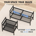 Expandable Shoe Rack for Closet, 2-Tier Shoe Storage - Image 4