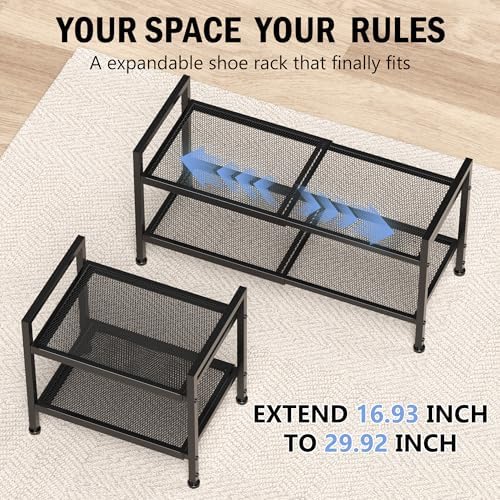 Expandable Shoe Rack for Closet, 2-Tier Shoe Storage - Image 4