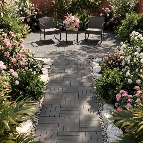 9 PCS Plastic Interlocking Deck Tiles, 11.8"x11.8" Patio Flooring - Image 5