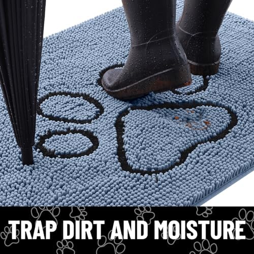Smiry Dog Door Mat for Muddy Paws, Absorbent Non Slip Dirt Trapper - Image 2