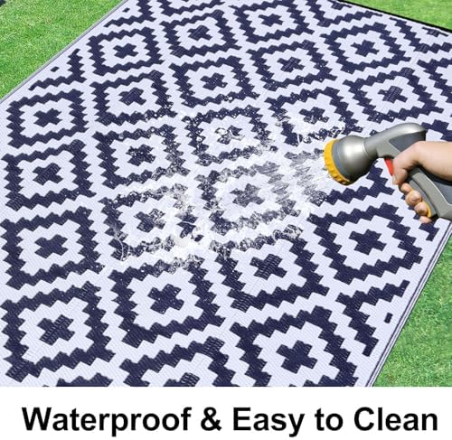 Smiry Outdoor Rug 4x6 ft Waterproof Reversible Boho Mat - Image 2
