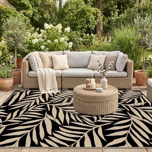 Smiry Outdoor Rug 6x9 ft Waterproof Reversible Leaf Mat - Image 5
