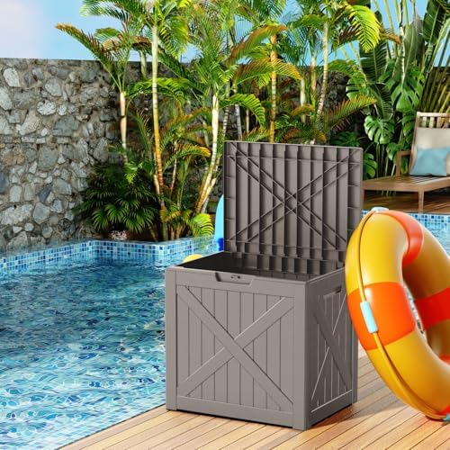 PatioZen 32 Gallon Resin Deck Box, Lockable Outdoor Storage Box - Image 3