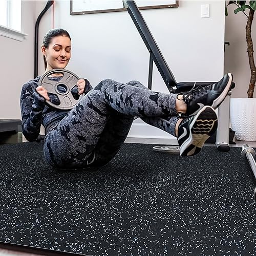 SUPERJARE 0.4'' Thick 6 Pcs 24 Sq Ft Rubber Top Exercise Equipment Mats - Image 3