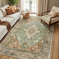 RELEANY Washable Area Rug, Brick/Brown/Green by RELEANY