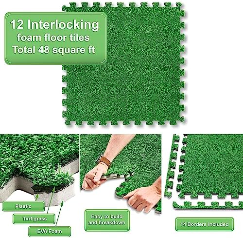 Sorbus Grass Foam Floor Tiles, Interlocking Turf Tiles - Image 4