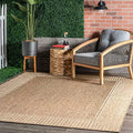nuLOOM Asha Light Brown Bordered Indoor/Outdoor Area Rug by nuLOOM