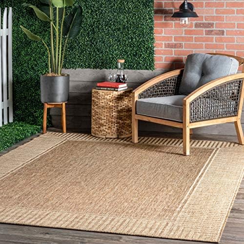 nuLOOM Asha Light Brown Bordered Indoor/Outdoor Area Rug by nuLOOM