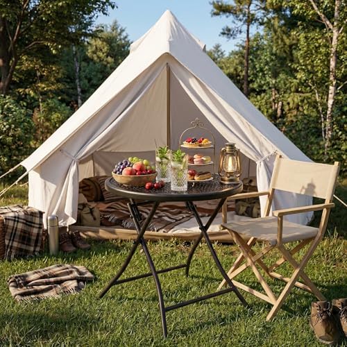TeoKJ Folding Small Outdoor Side Table, No Assembly Metal Desk - Image 5