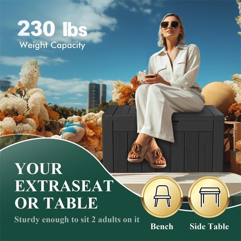 36 Gallon Outdoor Deck Box, Lockable Waterproof Outdoor Storage Boxes - Image 3