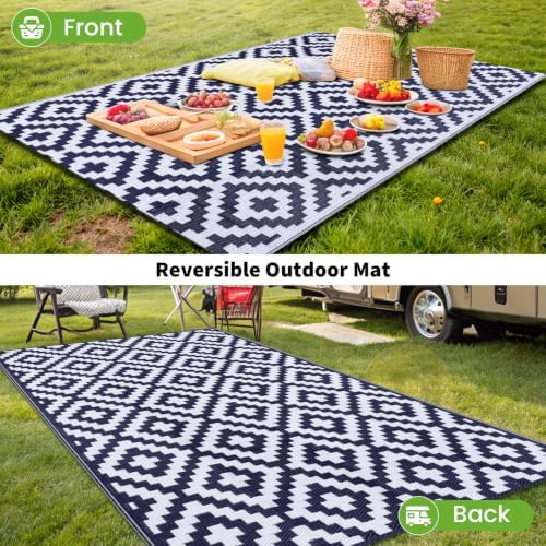 Smiry Outdoor Rug 10x14 ft Waterproof Reversible Boho Mat - Image 6