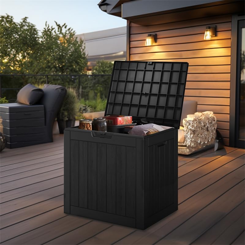 30 Gal Outdoor Storage Box Waterproof Lockable Deck Box Black - Image 6