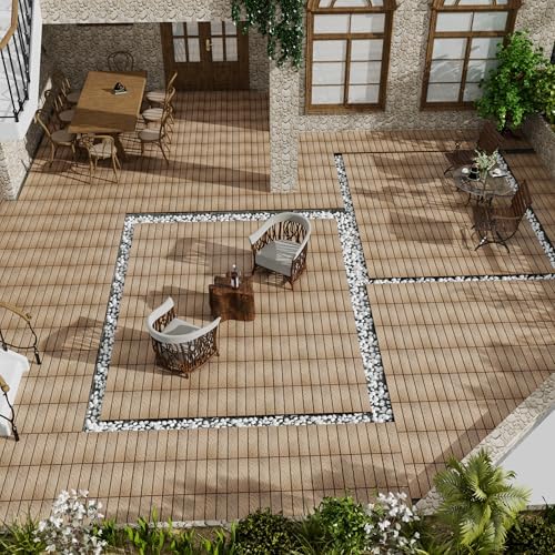 Patio Floor Tiles Pack of 11 WPC Wood-Plastic Composite Patio Deck Tiles DIY - Image 4