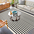 KILOCOCO Beige Striped Rug 5x7 Area Rugs - Image 2
