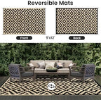 Smiry Outdoor Rug 9x12 ft Waterproof Reversible Boho Mat - Image 3
