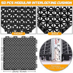 Thyle 50 Pack Drainage Mats Interlocking Rubber Floor Tiles 10" x 10" Non Slip - Image 2