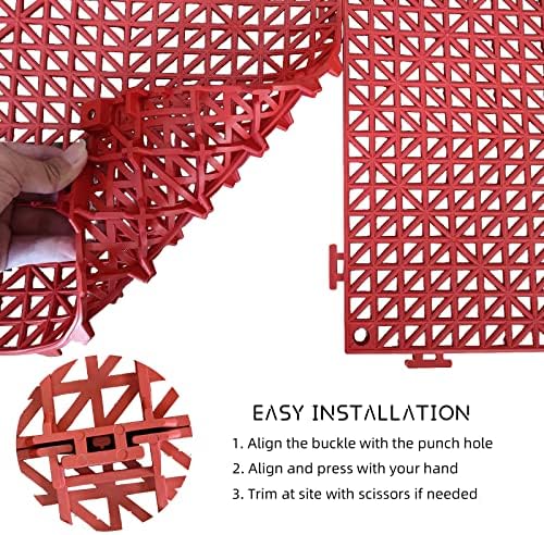 12 Pack Modular Interlocking Cushion 11.6" x 11.6" Rubber Mat Floor Tile Mats - Image 6