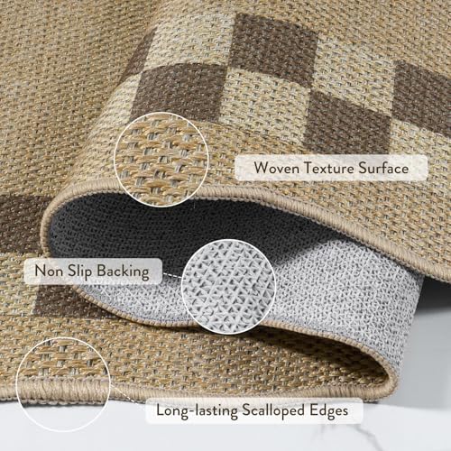 LIVEBOX Scalloped Easy Jute Checkered Runner Rug - Image 5