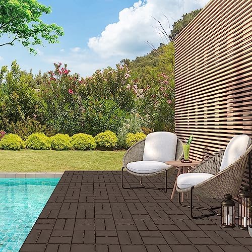 Domi Plastic Interlocking Deck Tiles, 9 Pieces One Pack, Dark Brown - Image 6