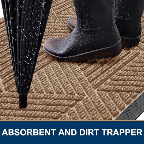 Smiry Front Door Mat Outside Entrance, Low Profile Rubber Doormat - Image 3
