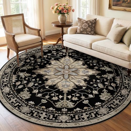 RELEANY Washable Area Rug, Round 6ft by RELEANY