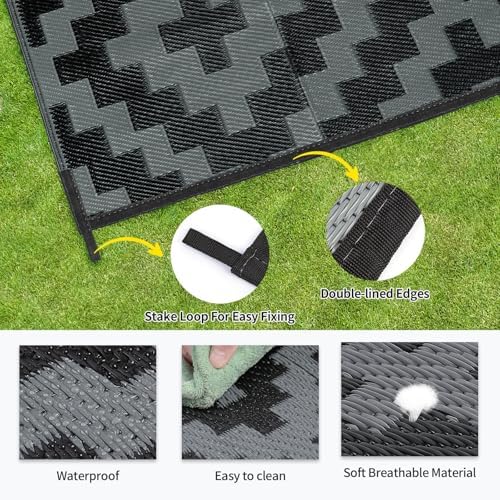 Kalafun Outdoor Patio Plastic Straw Rug, 9x18 ft - Image 4