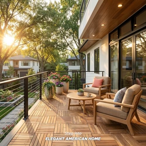Acacia Interlocking Deck Tiles, 6 Slats - Image 4