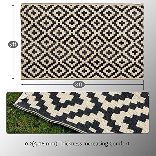 SAND MINE Waterproof Outdoor Rug 5x8 ft, Plastic Reversible Rug, Modern Area Rug - Image 2