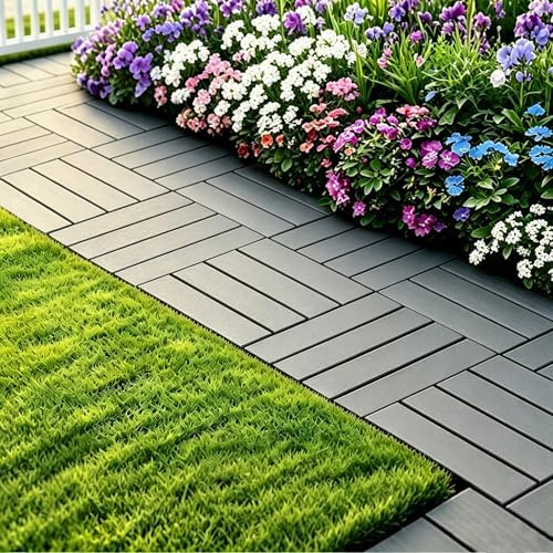 44 Pack Plastic Interlocking Deck Tiles, Dark Gray by Unknown