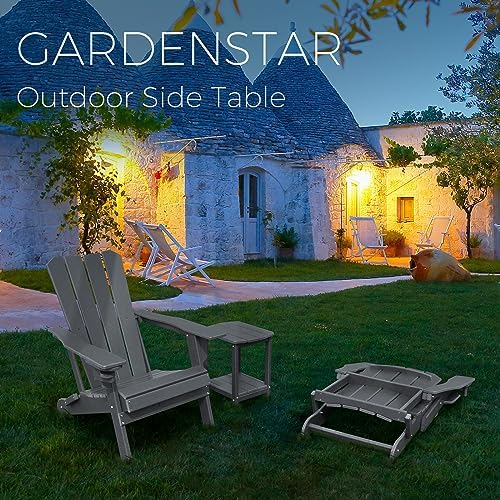 Adirondack Square Outdoor Side Table, 2-Tier Storage Patio Side Table, HDPE End - Image 2