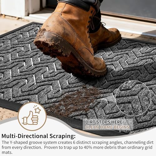 Yimobra Indoor Outdoor Mats for Front Door, Mix Grey - Image 2