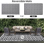Smiry Outdoor Rug 5x8 ft Waterproof Reversible Boho Mat - Image 3